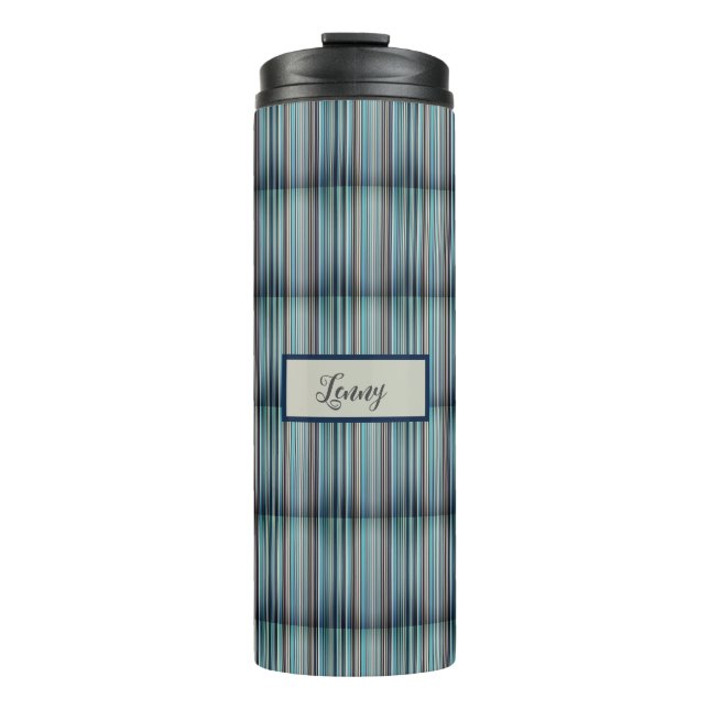 Bouteilles Isothermes motif rayé bleu gris (Devant)