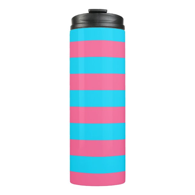 Bouteilles Isothermes Motif Rayures Bleu Rose  (Devant)
