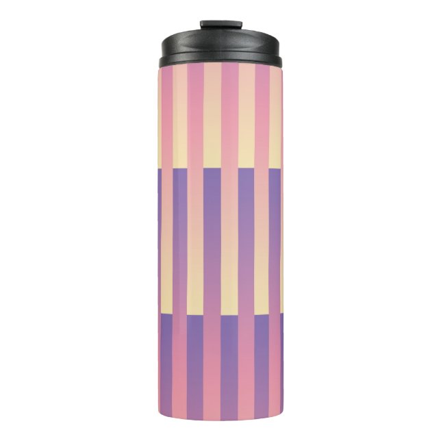 Bouteilles Isothermes Motif rayures rose violet jaune (Devant)
