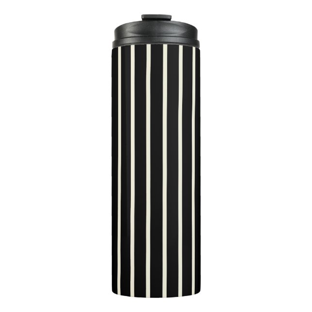 Bouteilles Isothermes Motif rayures verticales noir et blanc classique (Devant)