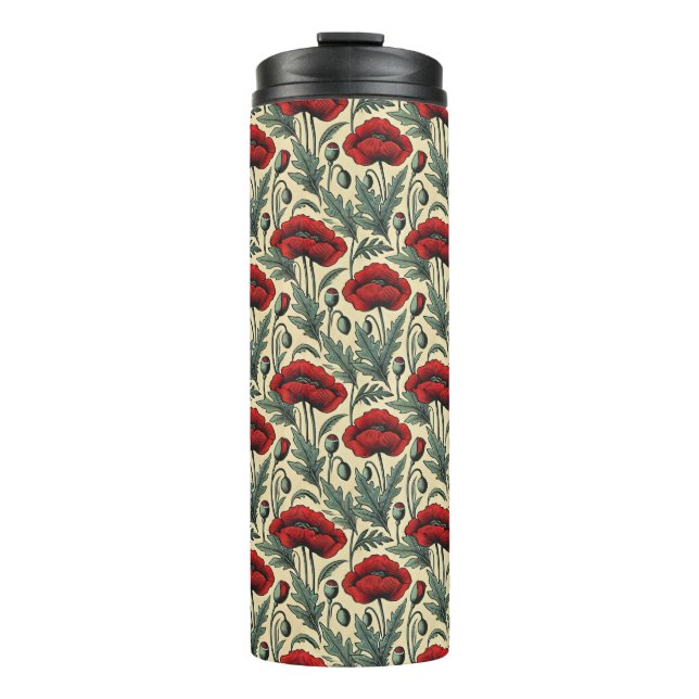 Bouteilles Isothermes Motif Red Poppies d'inspiration vintage (Devant)
