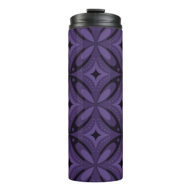 Bouteilles Isothermes Motif Rétro de Couleur Violet Foncé (Devant)