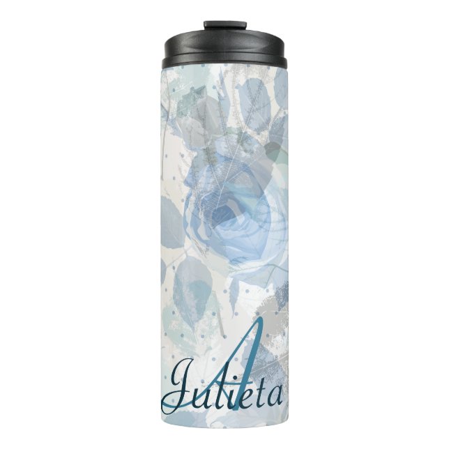 Bouteilles Isothermes Motif Rose bleu (Devant)