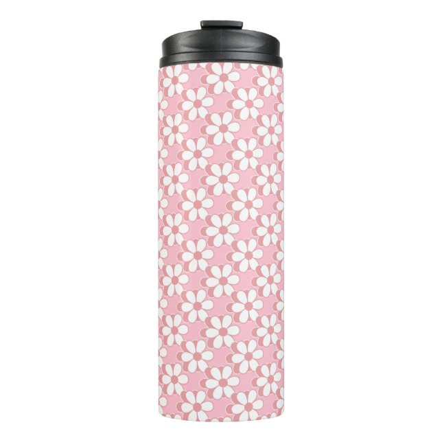 Bouteilles Isothermes Motif rose et blanc sur rose clair (Devant)