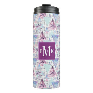 Bouteilles Isothermes Motif rose et bleu d'aquarelle de palmier