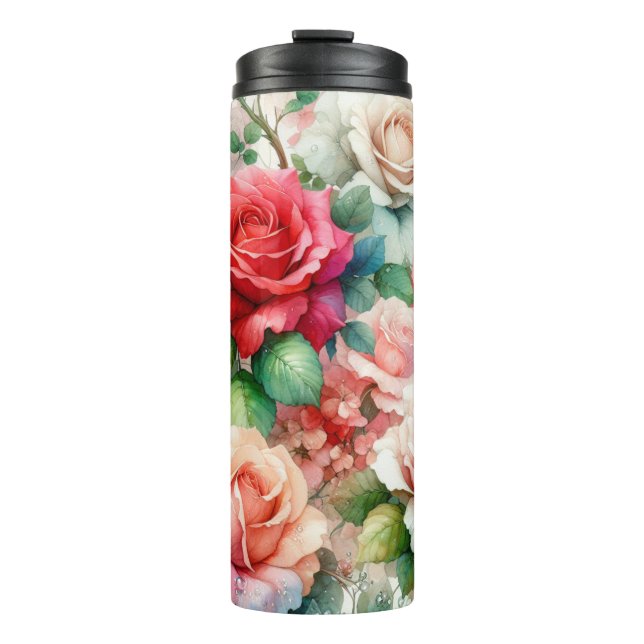 Bouteilles Isothermes Motif Rose Fantaisiste (Devant)