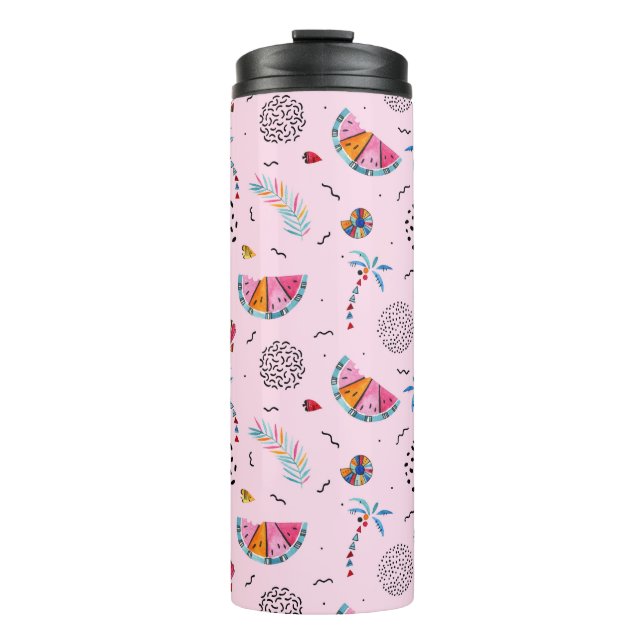 Bouteilles Isothermes Motif rose tropical de style de Memphis (Devant)