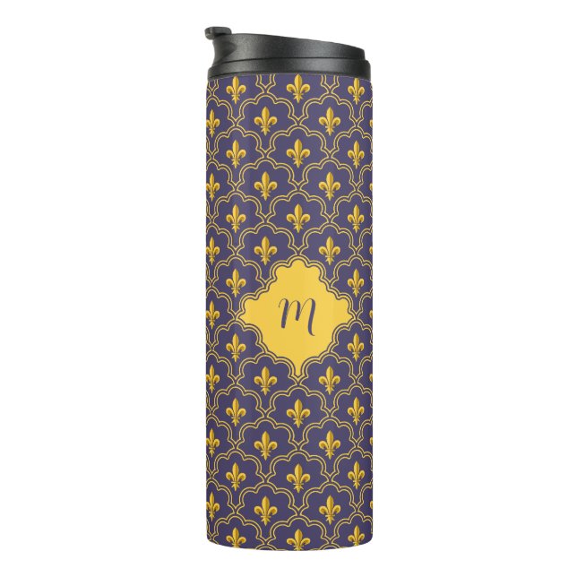 Bouteilles Isothermes Motif Royal Fleur-de-Lis Violet et Or (Tourné sur la droite)