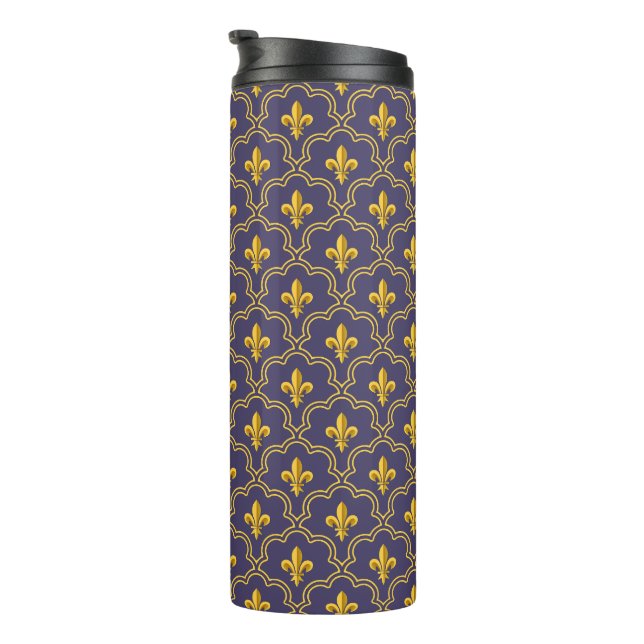 Bouteilles Isothermes Motif Royal Fleur-de-Lis Violet et Or (Tourné sur la droite)