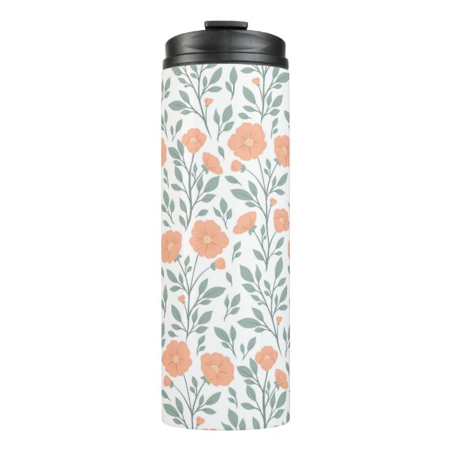Bouteilles Isothermes Motif rustique avec fleurs roses (Devant)