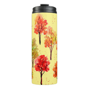 Bouteilles Isothermes Motif sans couture, arbres d'automne. illustr aqua