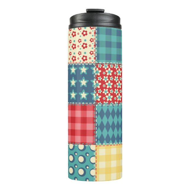 Bouteilles Isothermes Motif sans couture. Arrière-groupe patchwork vinta (Devant)