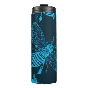 Bouteilles Isothermes Motif sans couture avec abeilles dessinées à la ma