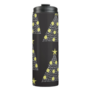 Bouteilles Isothermes Motif sans couture avec arbres de Noël dessinés à