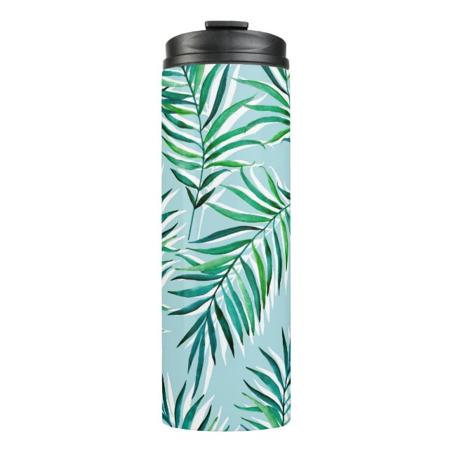 Bouteilles Isothermes Motif sans couture avec branches de palmiers. Aqua (Devant)