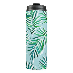 Bouteilles Isothermes Motif sans couture avec branches de palmiers. Aqua