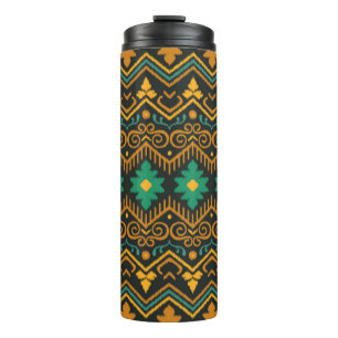 Bouteilles Isothermes Motif sans couture avec broderie. Tissu Ikat. Eth