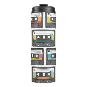 Bouteilles Isothermes Motif sans couture avec cassettes rétro en douceur