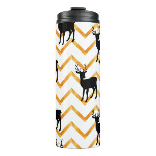 Bouteilles Isothermes Motif sans couture avec cerf noir et texture or
