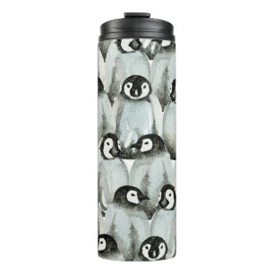 Bouteilles Isothermes Motif sans couture avec d'adorables pingouins.