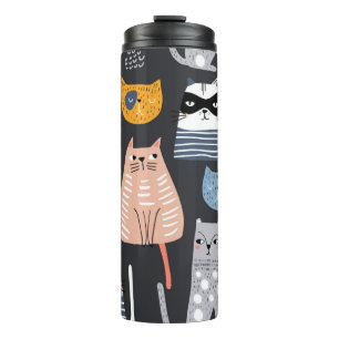 Bouteilles Isothermes Motif sans couture avec des chatons mignons dans u