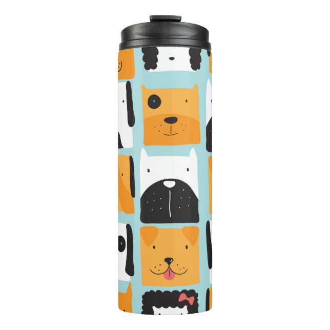 Bouteilles Isothermes Motif sans couture avec des chiens mignons.  (Devant)