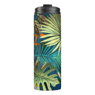 Bouteilles Isothermes Motif sans couture avec feuilles tropicaux et géo