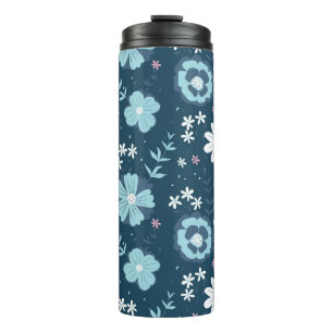 Bouteilles Isothermes Motif sans couture avec fleurs d'été bleues sur fo