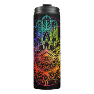 Bouteilles Isothermes Motif sans couture avec hamsa orné dessiné à la ma