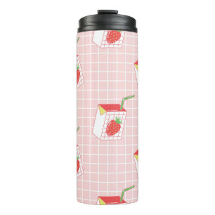 Bouteilles Isothermes Motif sans couture avec lait de fraise caricaturé