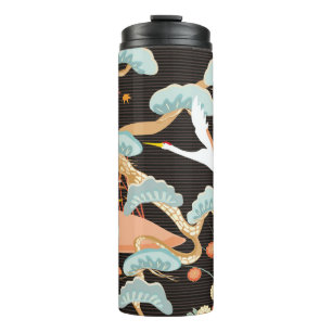 Bouteilles Isothermes Motif sans couture avec oiseaux. Grue. Heron. Japo