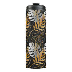 Bouteilles Isothermes Motif sans couture avec or, argent plante tropical