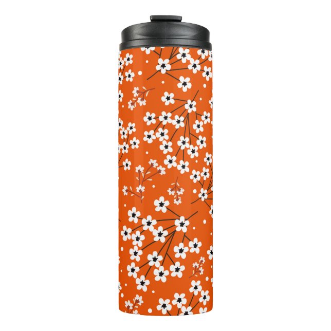 Bouteilles Isothermes Motif sans couture avec petites fleurs blanches (Devant)