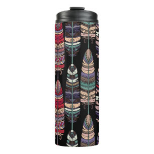 Bouteilles Isothermes Motif sans couture avec plumes d'oiseaux. L'art tr