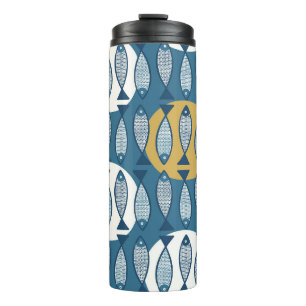 Bouteilles Isothermes Motif sans couture avec poisson bleu inspiré de s
