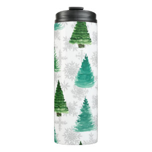 Bouteilles Isothermes Motif sans couture avec sapin et flocons de neige.