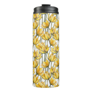 Bouteilles Isothermes Motif sans couture avec tulipes jaunes sur un supp