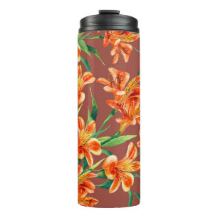 Bouteilles Isothermes Motif sans couture d'Alstroemeria peint dans l'eau