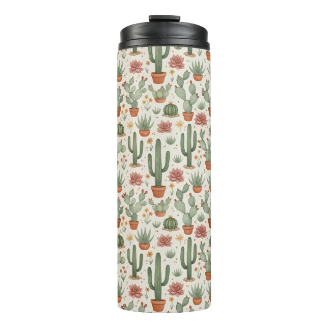 Bouteilles Isothermes Motif sans couture de cactus de désert succulent (Devant)