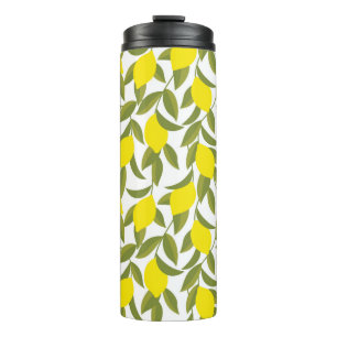 Bouteilles Isothermes Motif sans couture de citronnier jaune