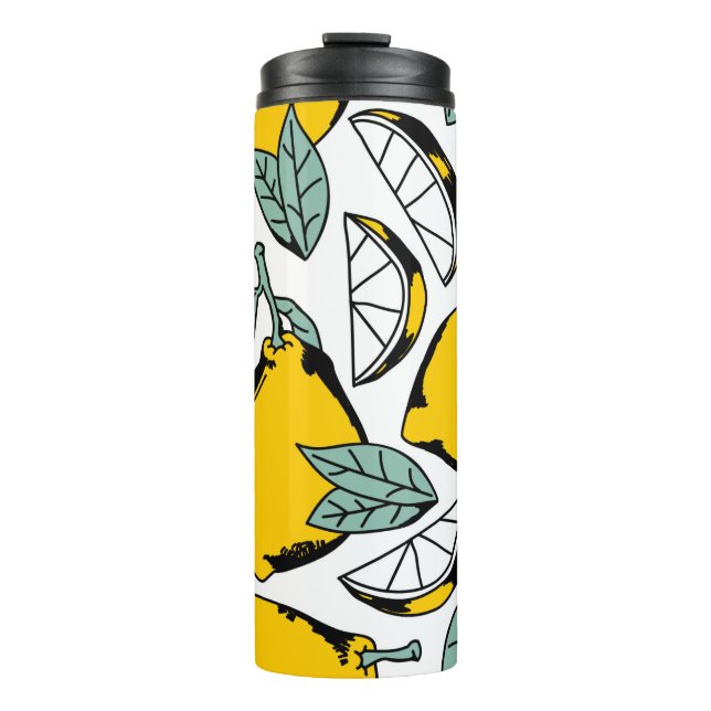 Bouteilles Isothermes Motif sans couture de citrons dessinés à la main b (Devant)