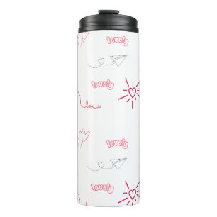 Bouteilles Isothermes Motif sans couture de cœurs roses mignons et de gr