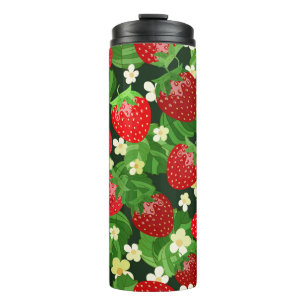 Bouteilles Isothermes motif sans couture de fraise vintage. Arrière - pl