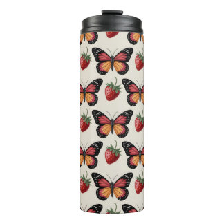 Bouteilles Isothermes Motif sans couture de papillons et fraises