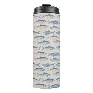 Bouteilles Isothermes Motif sans couture de poissons dessinés à la main