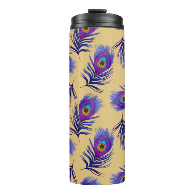 Bouteilles Isothermes Motif sans couture décorative avec beau paon (Devant)