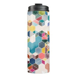 Bouteilles Isothermes Motif sans couture d'hexagones en couleurs aléato