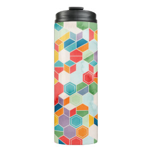Bouteilles Isothermes Motif sans couture d'hexagones en couleurs aléatoi