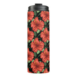 Bouteilles Isothermes Motif sans couture Fleurs rouges tropicales feuill