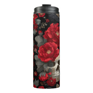 Bouteilles Isothermes Motif sans couture floral de corbeau et de crâne g